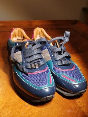 Bally Women’s Navy, Teal and Magenta Lace-Up Sneakers